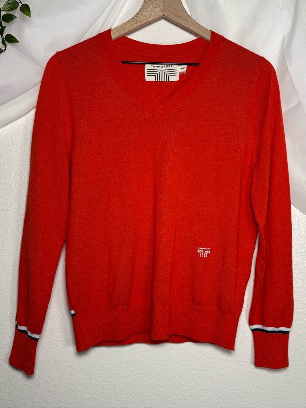 Tory Sport Women's Performance Merino Wool Blend V-Neck Sweater